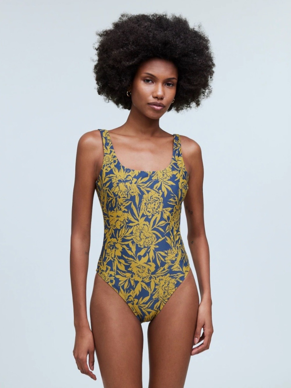 NWT Madewell Scoop-Neck One-Piece Swimsuit in Floral Medium